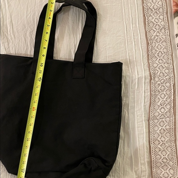 Paris Black Canvas Tote lined with zipper inside pockets Nice gift!! 🎁 free ship - Picture 5 of 7